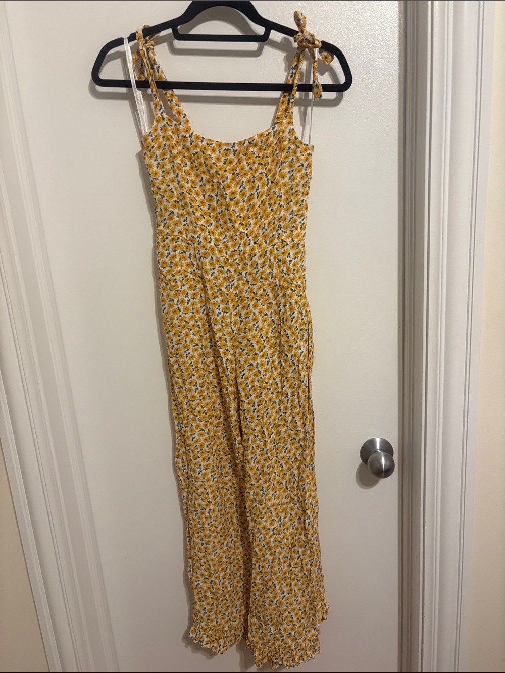 Faithfull the Brand Yellow Floral Tie-Shoulder Jumpsuit